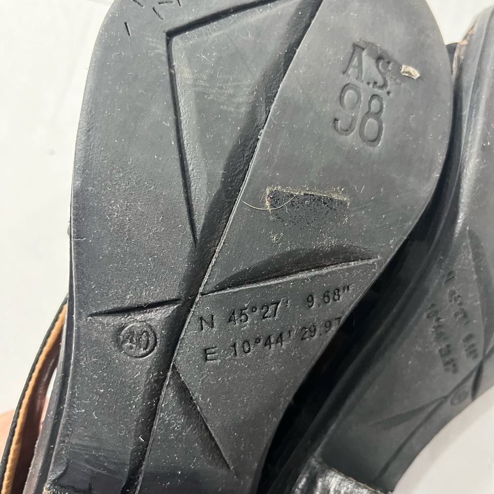 A.S. 98 BLACK LEATHER STRAPY HEELED SANDAL - Picture 11 of 16